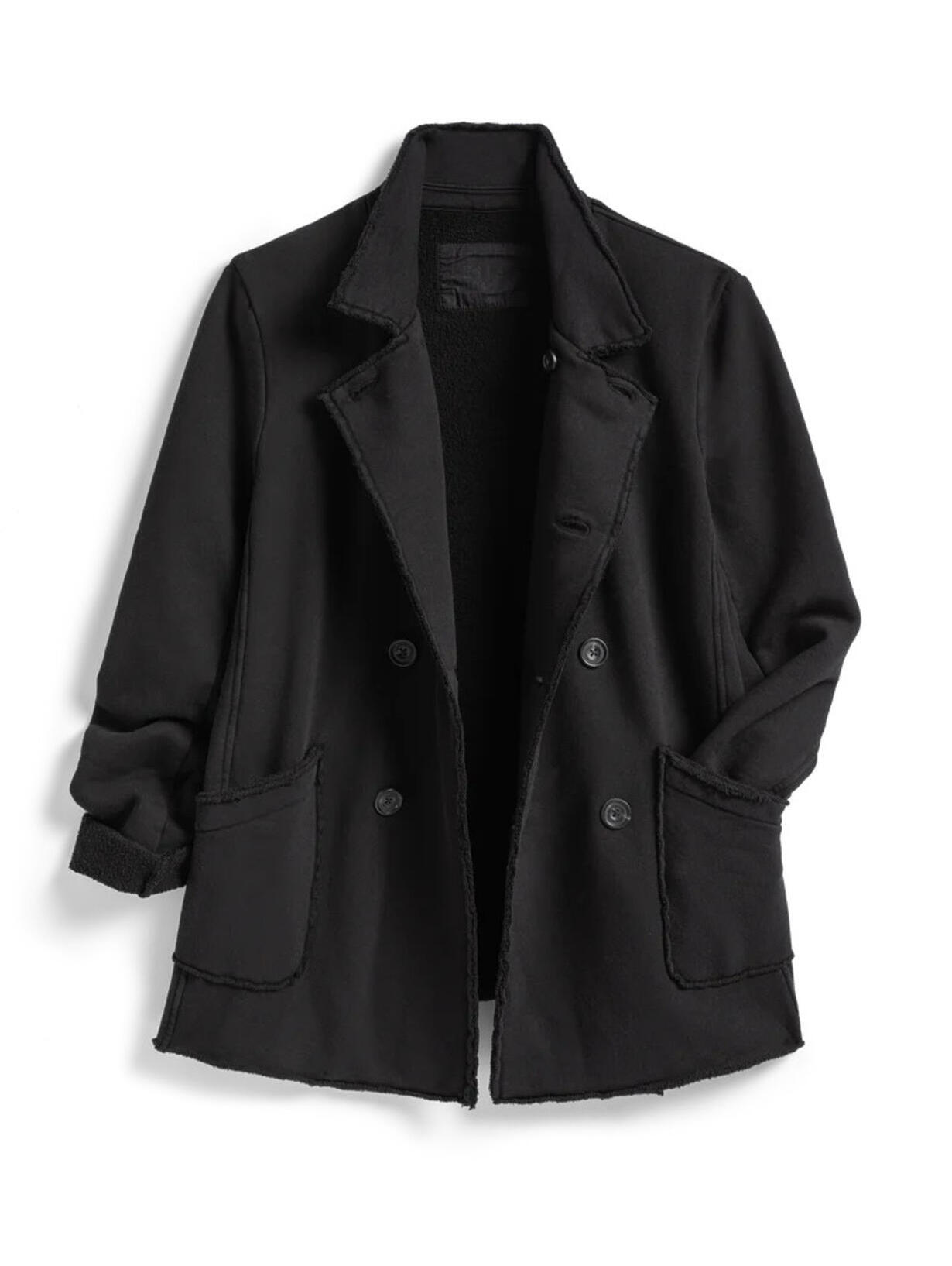 Euc Frank & Eileen Belfast Peacoat Jacket Women Size Medium Black Triple Fleece